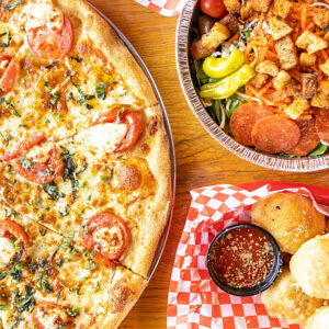 Pizza, Salad, and Knots